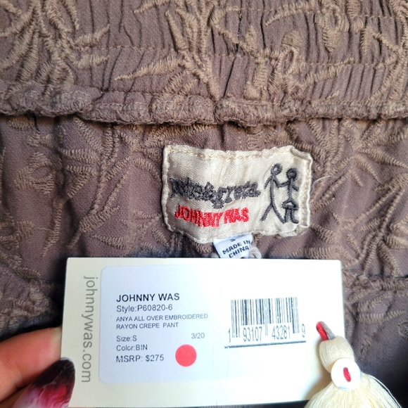 NWT Johnny Was Anya All over embroidered crepe pant size S - Picture 3 of 9